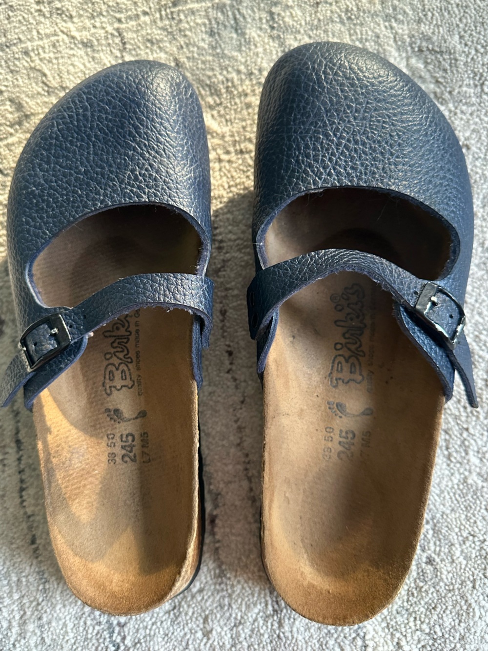 Birkenstock Women’s Navy Blue Leather Mary Jane clogs w Buckle size 38 (7.5 us) - Picture 8 of 11